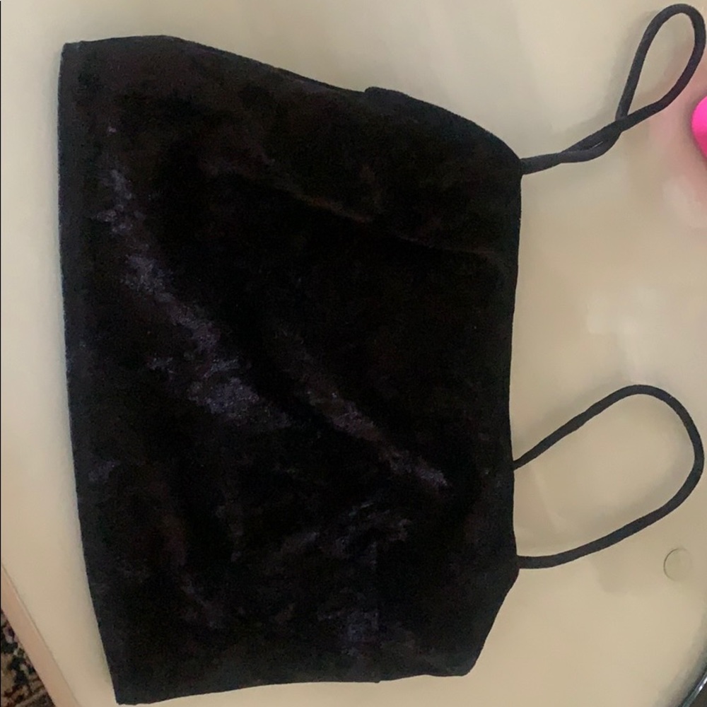 Black velvet crop tank top